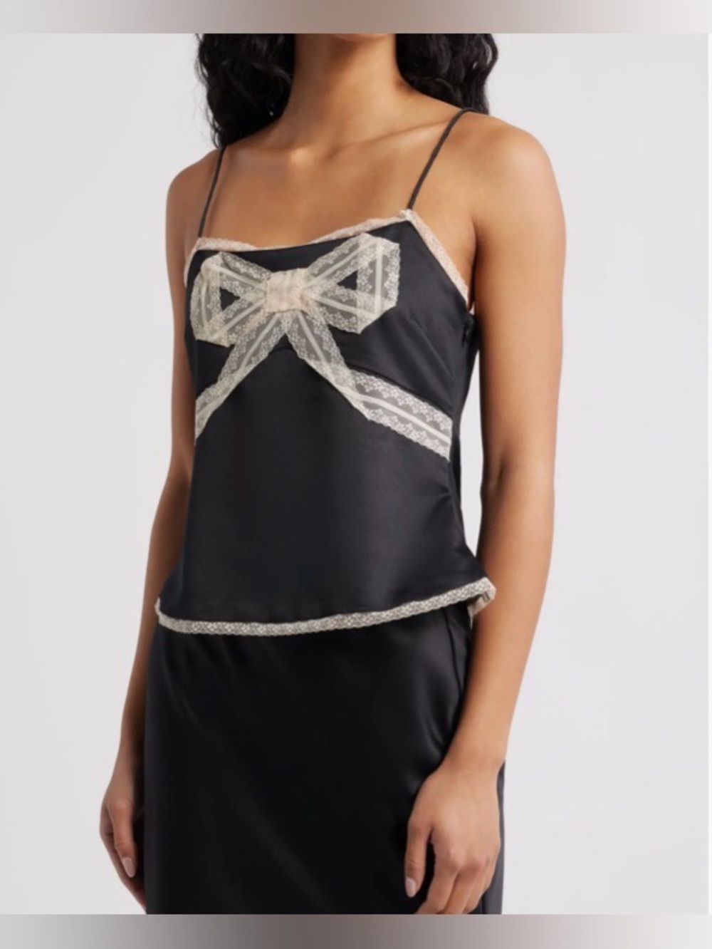 Love Shack Fancy — Arise Bow Lace Trim Top